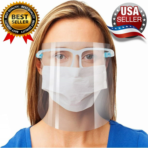 5 Pack Face Transparent Shield Screen with Glasses//Mask guard protection From US